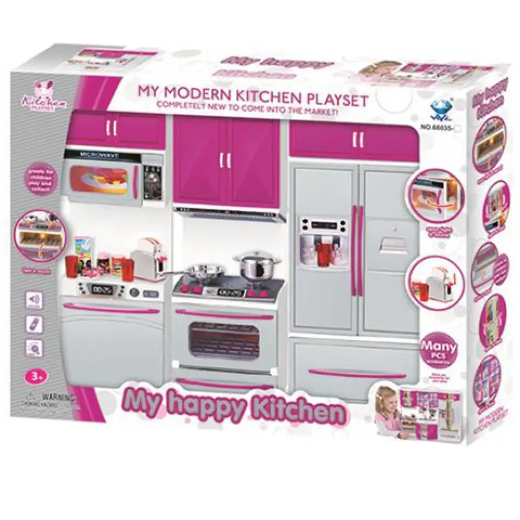 Ružová kuchynská súprava so svetlom a zvukom