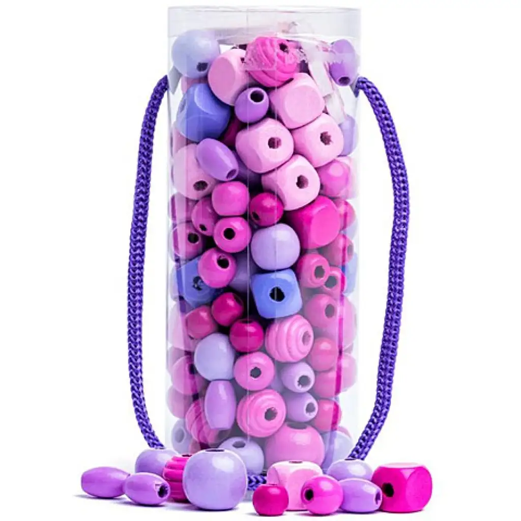 Ružové drevené perličky v tégliku kép 1