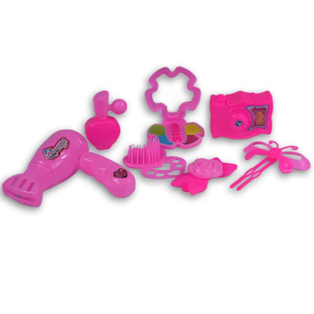 Ružový 7-dielny set krásy s fotoaparátom, vlásenkou a príslušenstvom