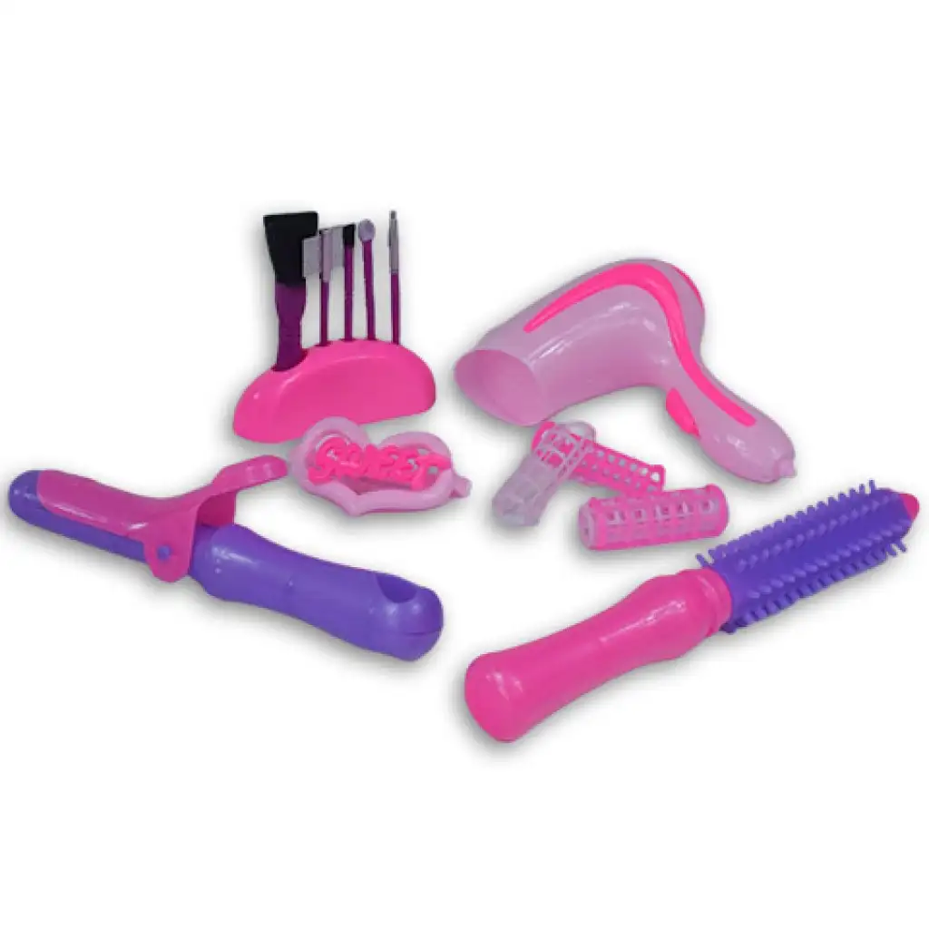 Ružový 7-dielny set krásy so štetcom, fénom a príslušenstvom