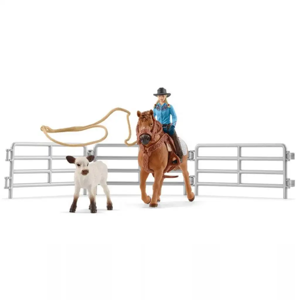 Schleich: Farm World - Súťaž v lasovaní s cowgirl hracia súprava (42577) kép 2