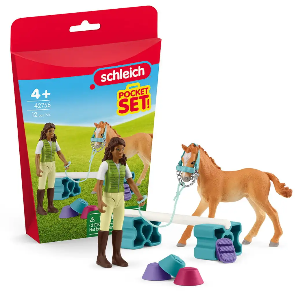Schleich: Sarah súprava na výcvik koní s hracou sadou žriebäťa Tennessee Walker (42756)