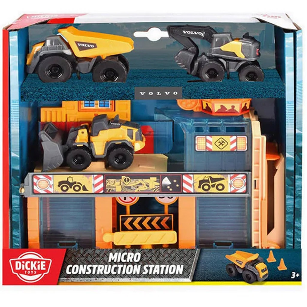 Micro építőipari állomás 3db munkagéppel - Dickie Toys kép 1