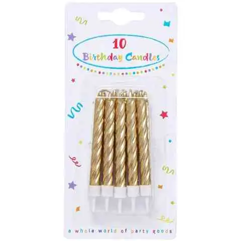Skrútená zlatá sviečka 10 ks set