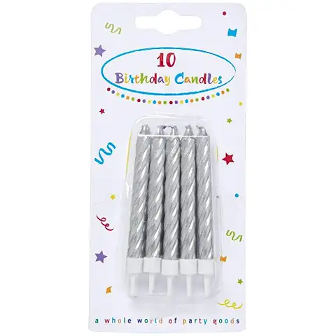 Skrútené strieborné sviečky 10 ks set