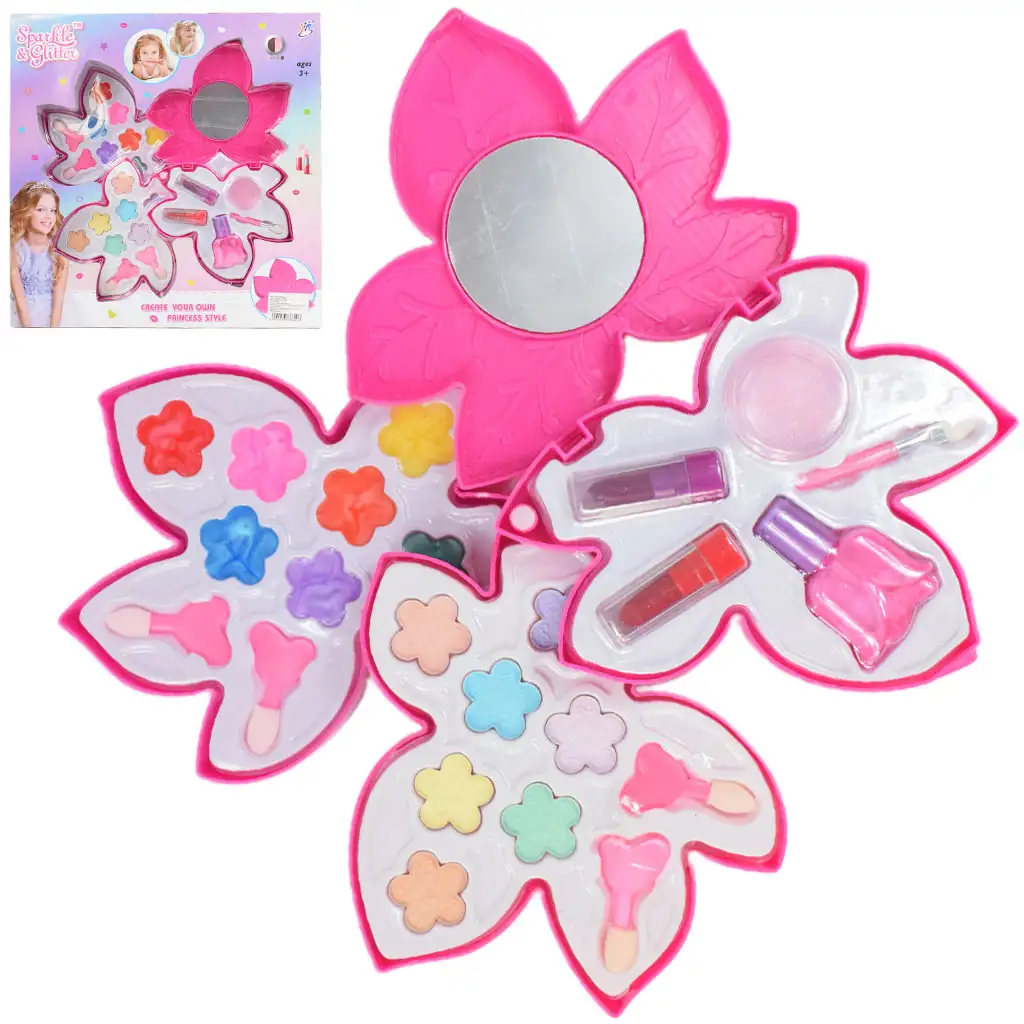 Sparkle & Glitter: trojposchodový  mejkap set v tvare listu so zrkadlom