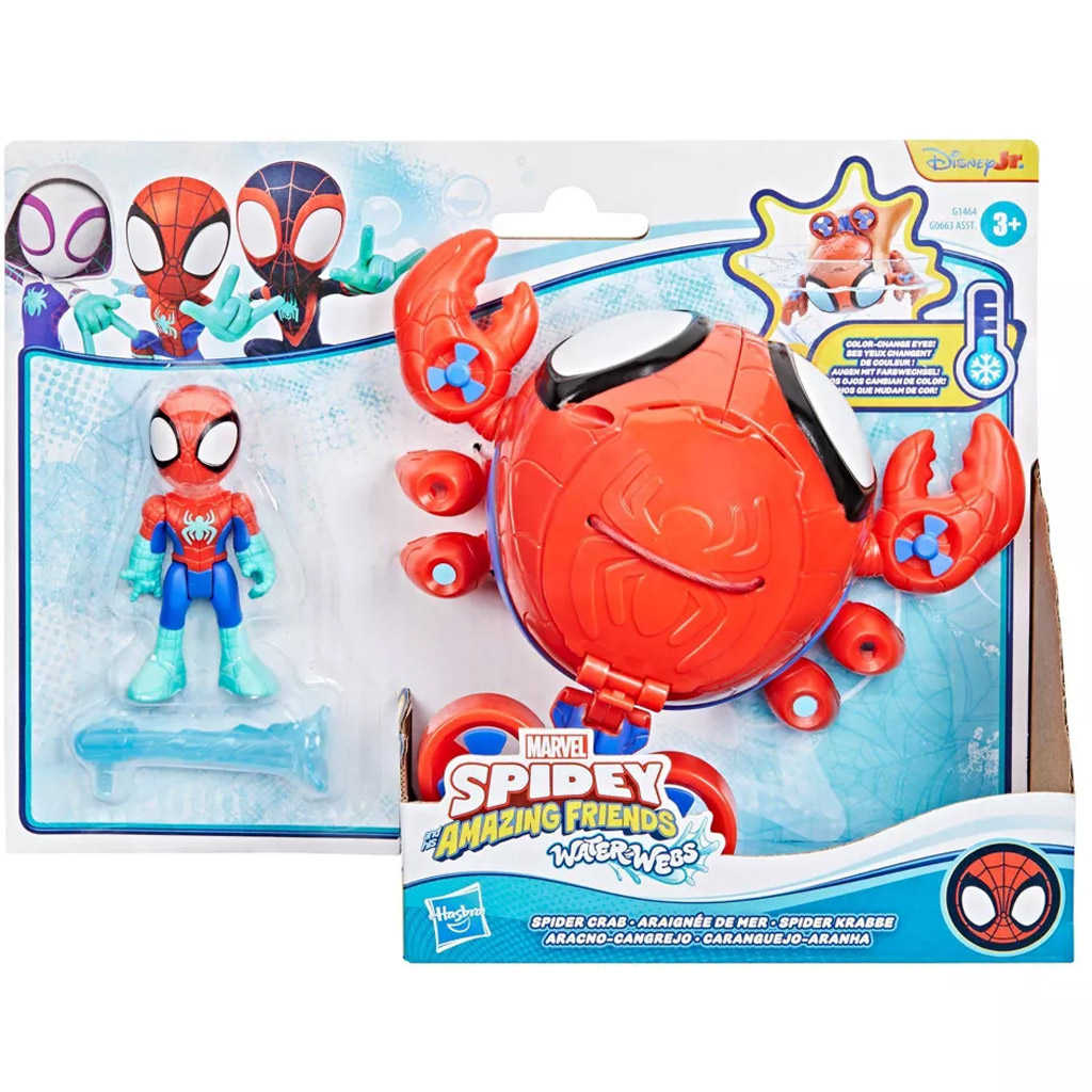 Spidey a jeho úžasní priatelia: Figúrky Waterwebs a vozidlá meniace farbu - Spider Crab - Hasbro