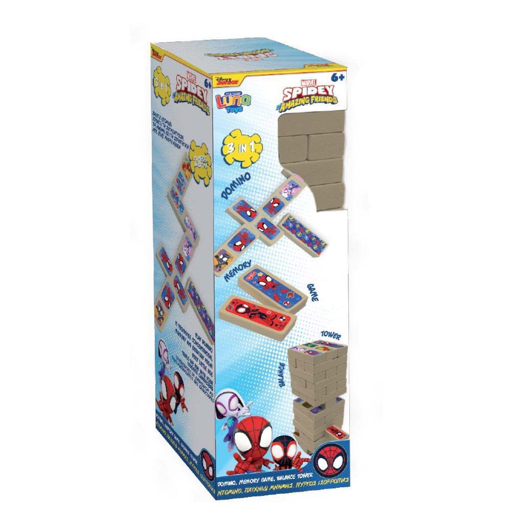 Luna: Marvel Spidey 3az1-ben társas - Jenga, Dominó és Memóriajáték kép 1
