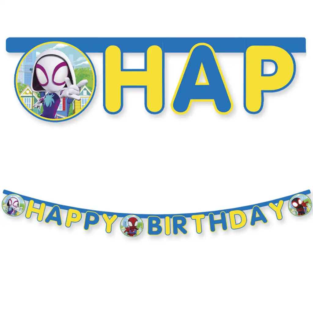 Spidey szülinapi „Happy Birthday” feliratú party banner kép 1
