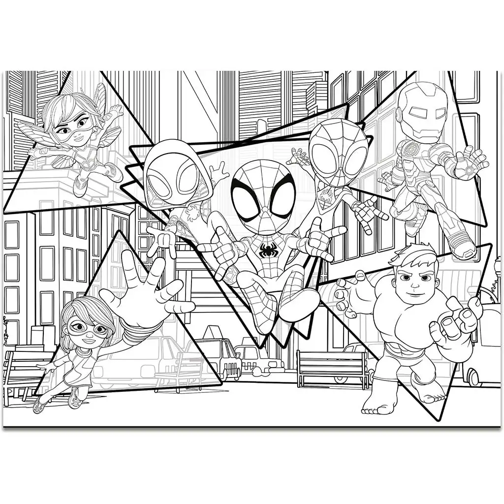 Marvel Spidey 2 v 1 maxi 4x48-dielne puzzle a omaľovánka 35x25 cm - Lisciani kép 4