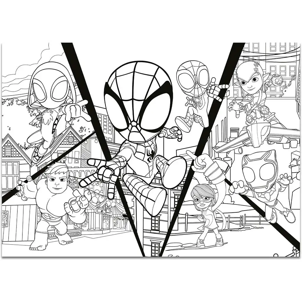 Marvel Spidey 2 v 1 maxi 4x48-dielne puzzle a omaľovánka 35x25 cm - Lisciani kép 5