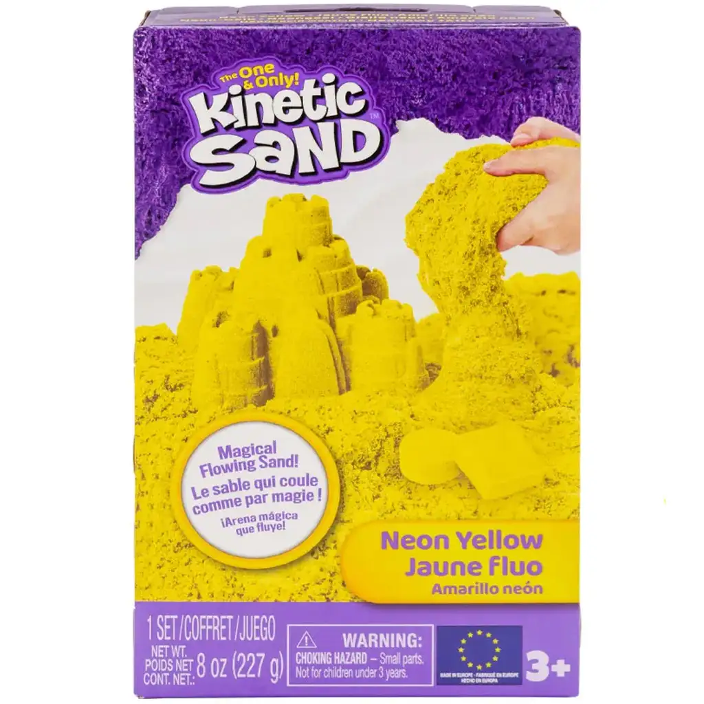 Kinetic Sand: Neónovo žltý pieskový modelovací materiál s formičkami - Spin Master