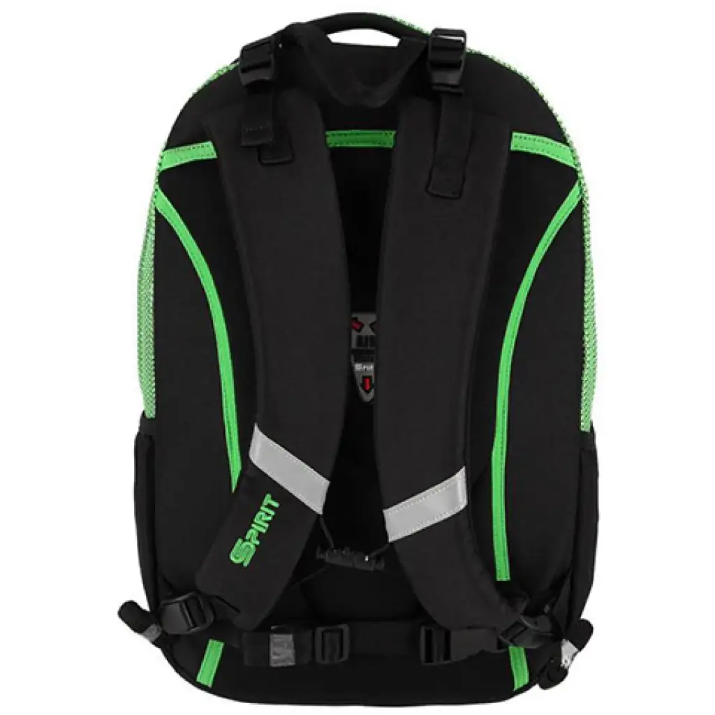 Spirit: Campus čierna a zelená zaoblená školská taška, batoh 46x33x22cm kép 2