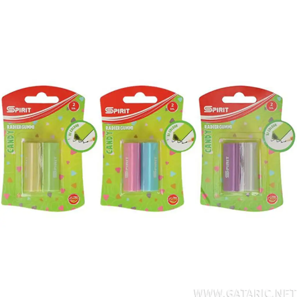 Spirit: Candy trojuholníková guma v rôznych farbách 2 dielny set