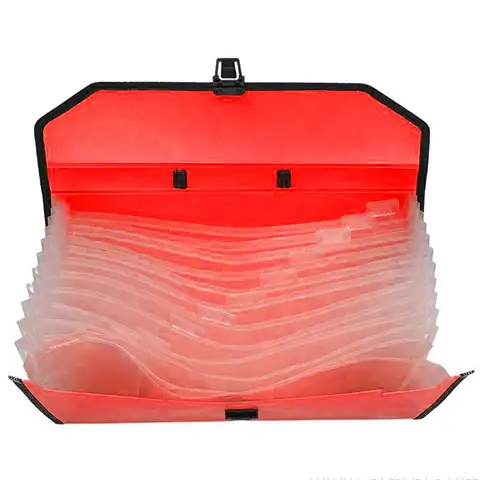 Spirit: Červený držiak na dokumenty A4 s rúčkou 12 priehradiek kép 2