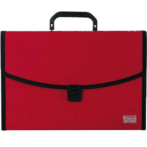 Spirit: Červený držiak na dokumenty A4 s rúčkou 12 priehradiek