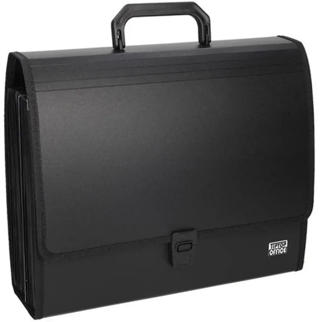 Spirit: Čierny držiak na dokumenty A4 s rúčkou - 26 priehradiek