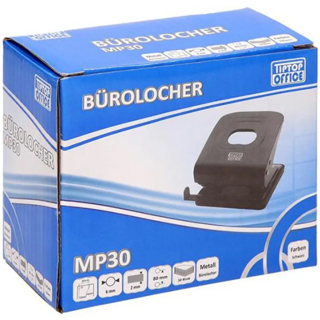 Spirit: Čierny kovový dierovač s dvomi dierami MP30