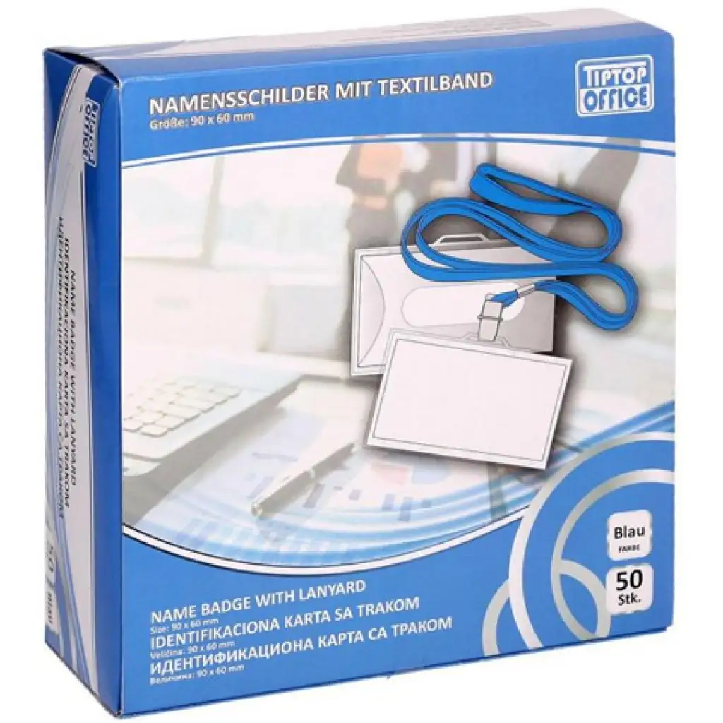 Spirit: Držiak na vizitku s modrým remienkom 90x60mm 1ks