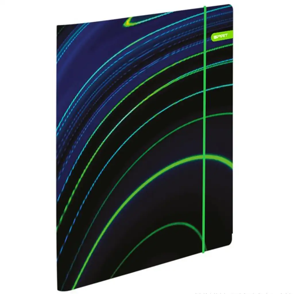 Spirit: Blue Stripes modro-zelené pruhy na čiernom podklade školská taška, batoh 4-dielna súprava 41x20x32cm kép 3