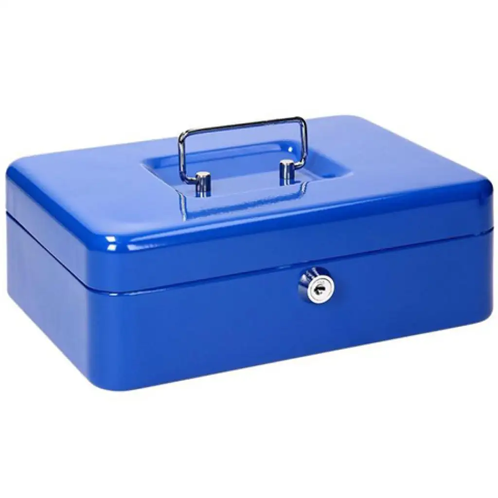 Spirit: Kazeta na peniaze v modrej farbe s dvomi kľúčmi CB190 300x240x88mm