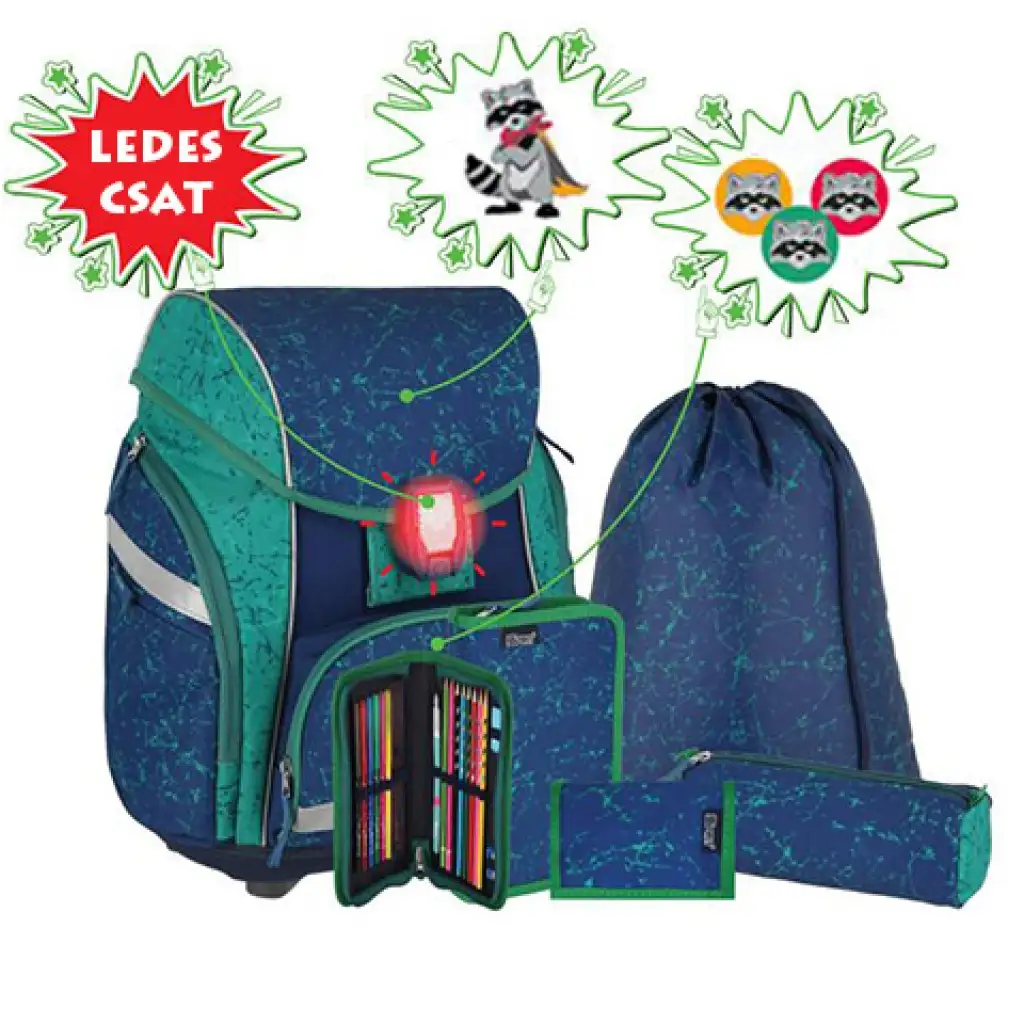 Spirit: Medviedik školská taška, batoh s LED 7 dielny set