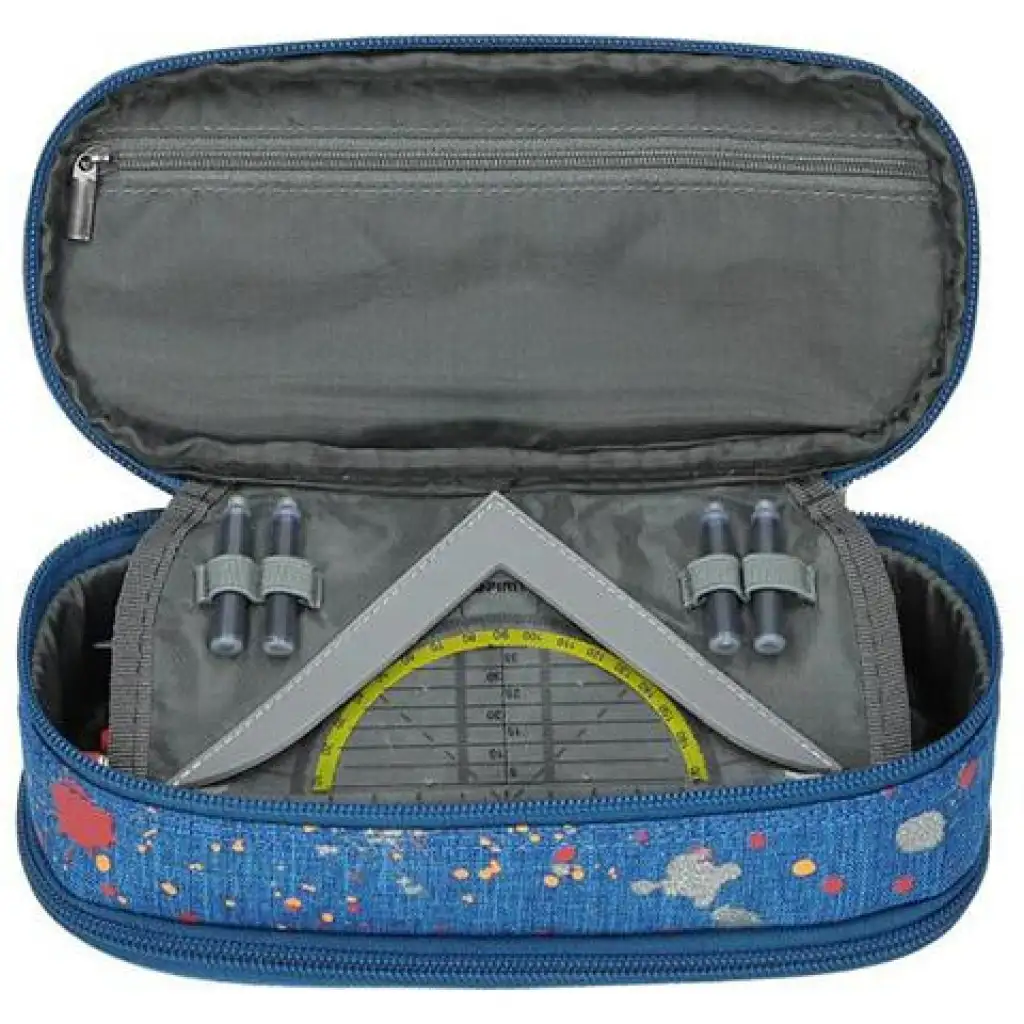 Spirit: Modrý oválny peračník s bodkami farieb 23x10cm kép 2