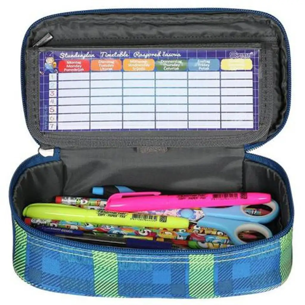 Spirit: My Bag modrý kockovaný oválny peračník 23x10cm kép 2