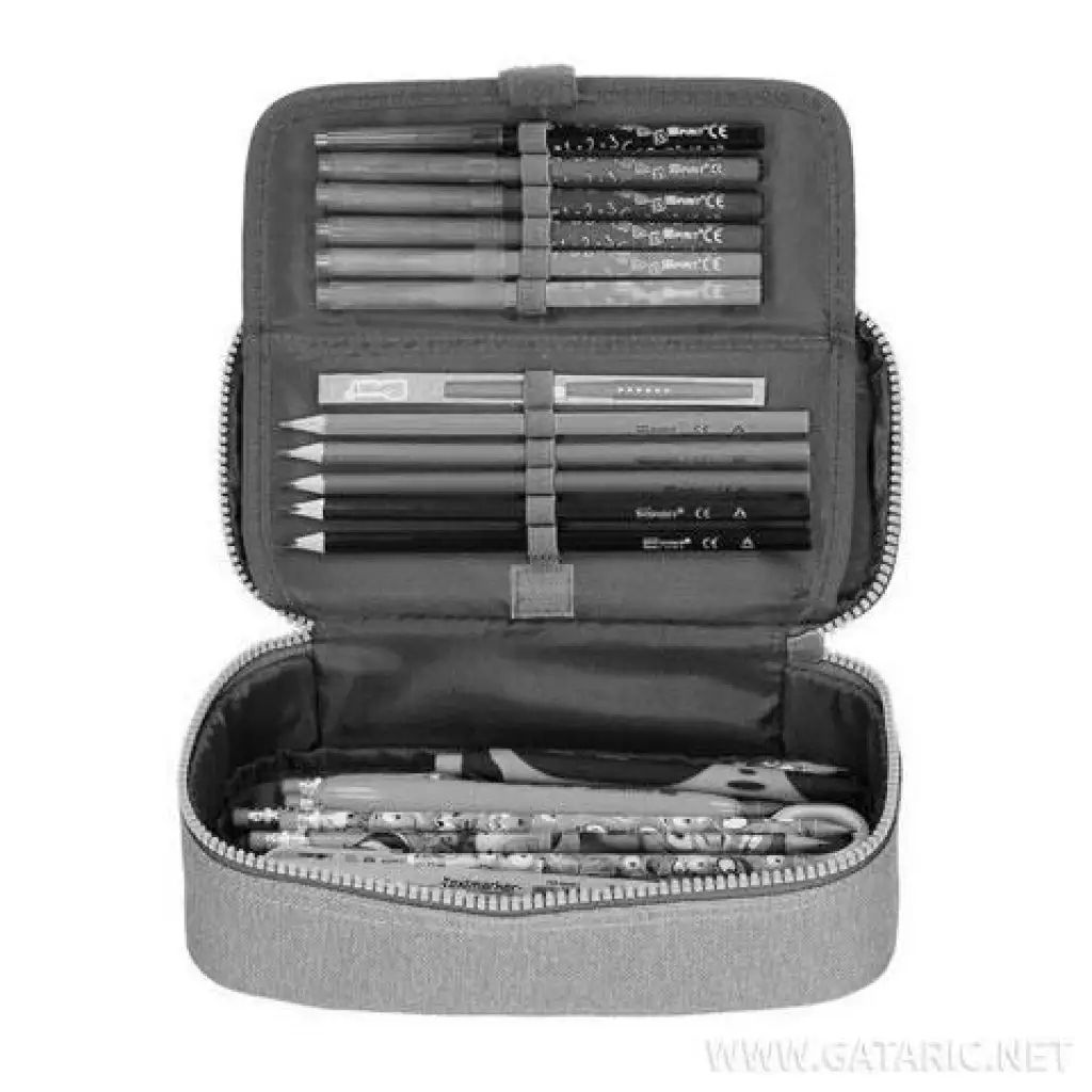 Spirit: My Bag Svetlsivý oválny peračník s ružovým zipsom 23x10cm kép 3