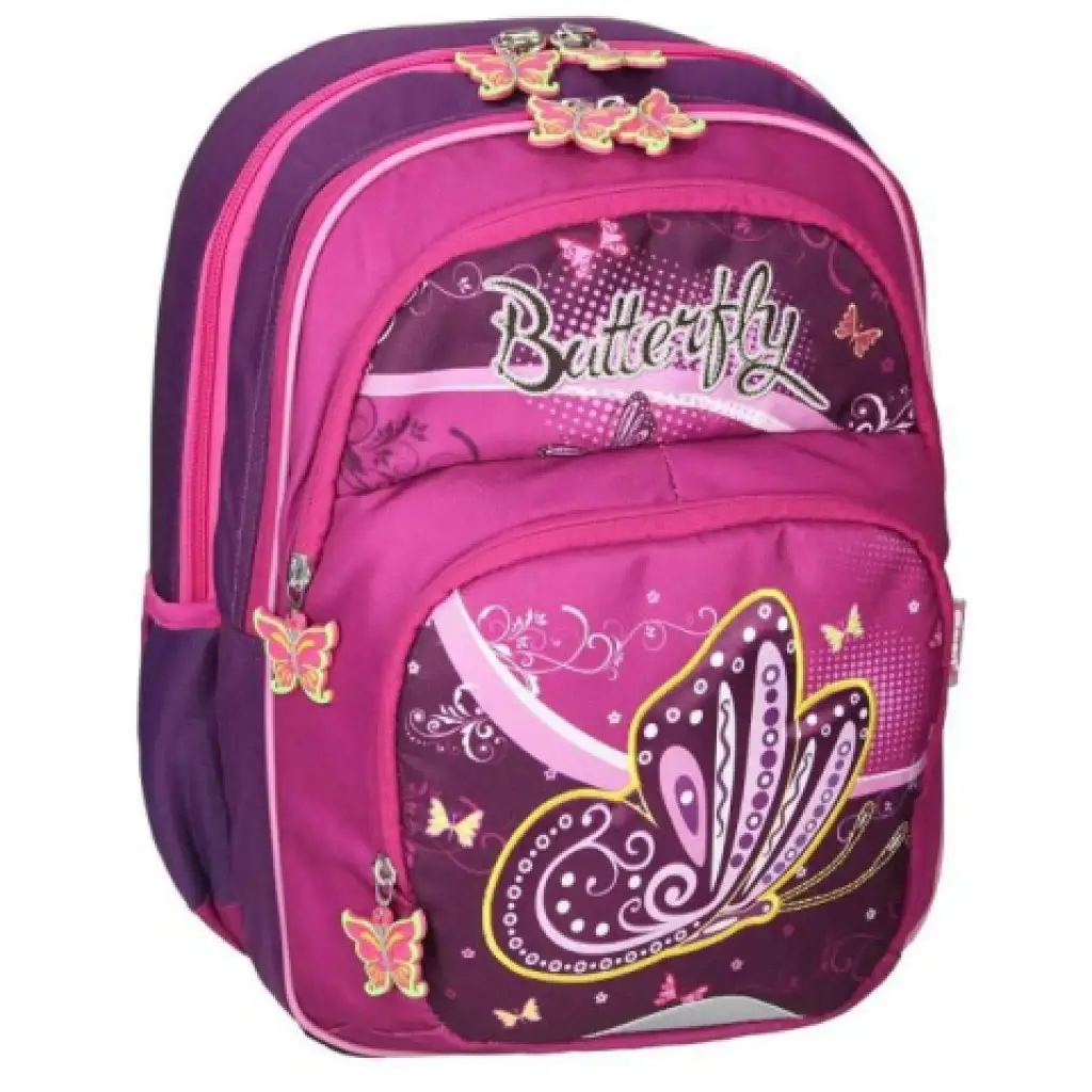 Spirit: Pillangós lila-pink ergonomikus iskolatáska hátizsák kép 2