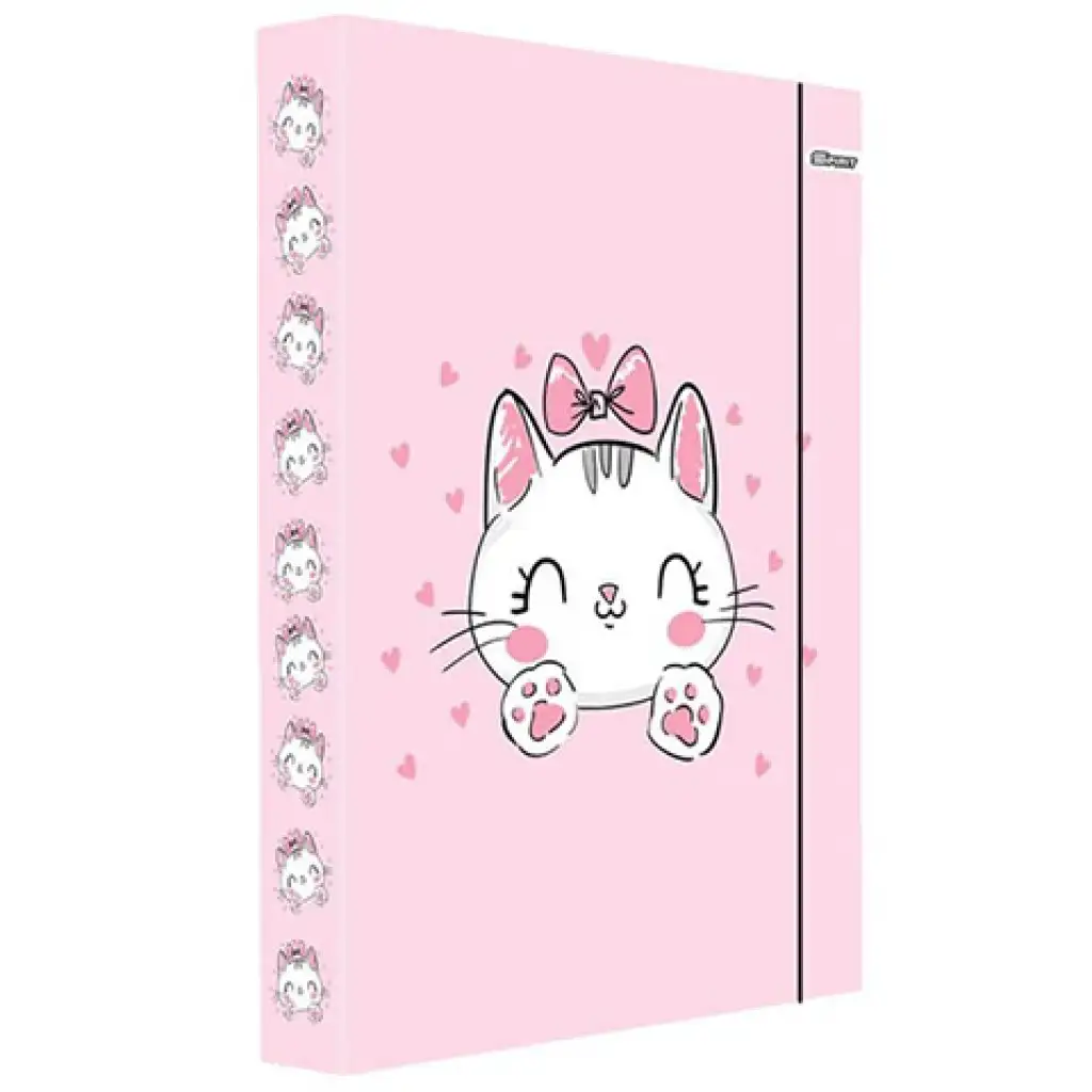 Spirit: Ružové mačky box na zošity A4 s gumičkou