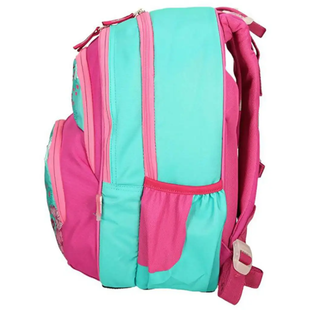 Spirit: Ružovo-tyrkysová zaoblená ergonomická školská taška so vzorom sovy, batoh 40x20x18cm kép 3