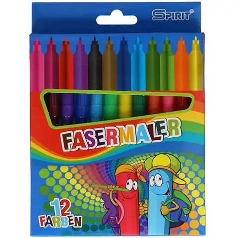 Spirit: Tenké farebné fixky 12 dielny set