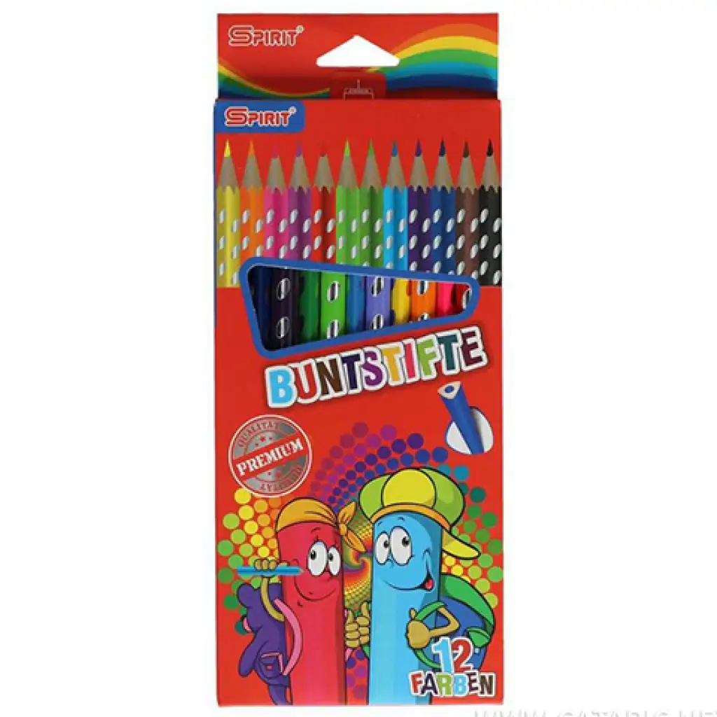Spirit: Trojhranné premium farebné ceruzky 12 dielny set