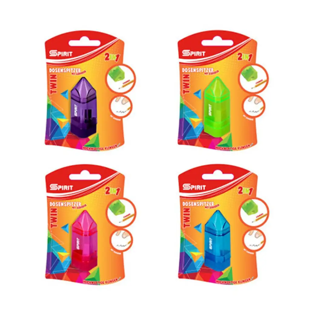 Spirit: Twin strúhadlo a guma 2v1 vo viacerých variantoch 1dielny set