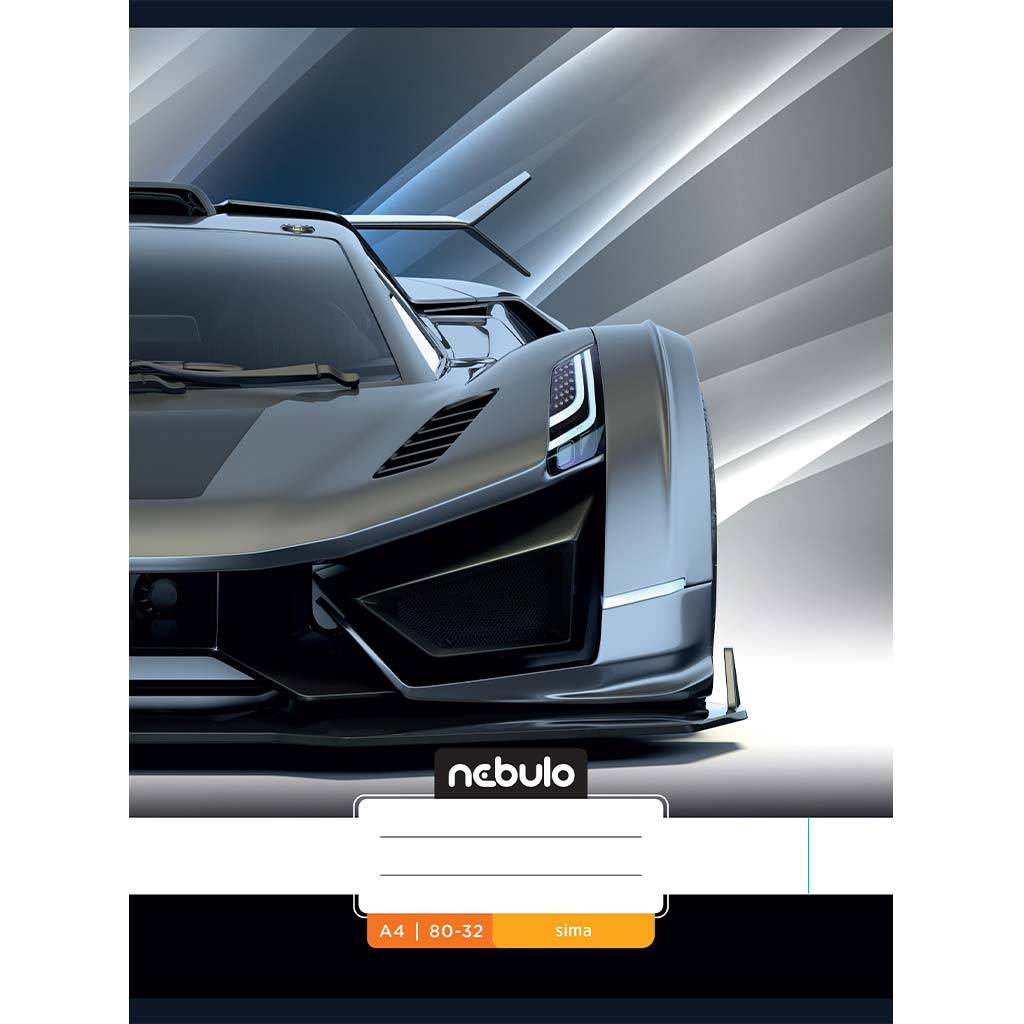 Nebulo: Zošit s potlačou športového auta, šitý, čistý, 80-32 A/4