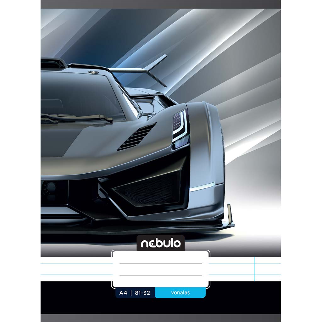 Nebulo: Zošit s linajkovanými listami s motívom športového auta, zošit 81-32 A/4