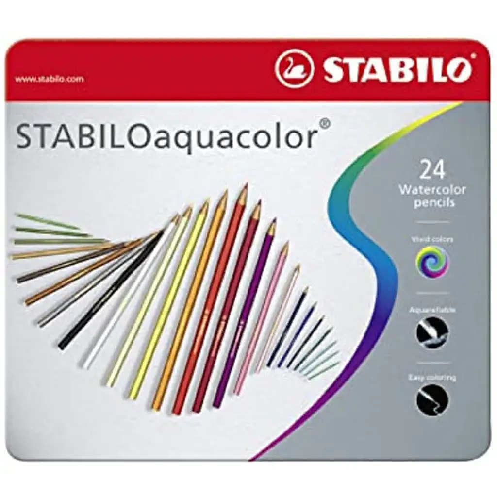 Stabilo: Aquacolor 24 dielny set farebných ceruziek v kovovej krabici
