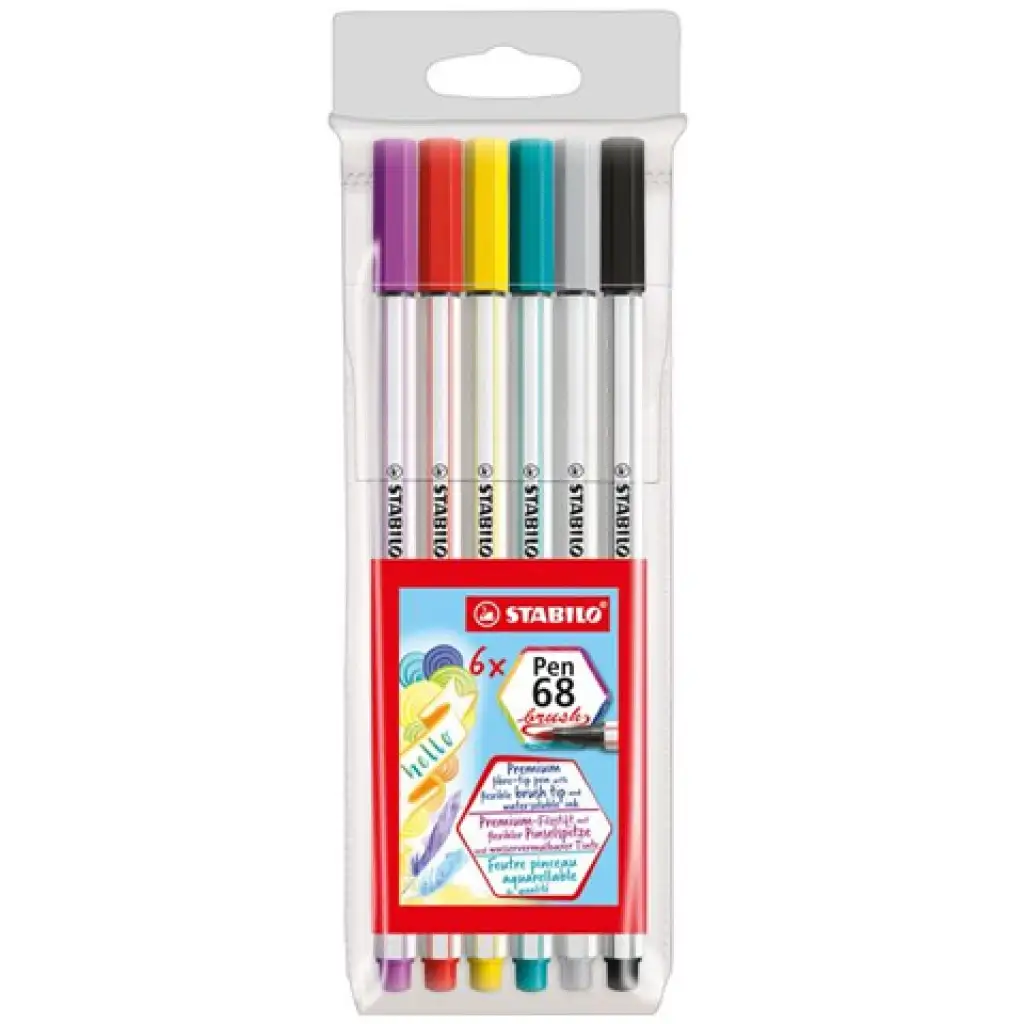 Stabilo: Pen 68 brush 6 dielny set fixiek