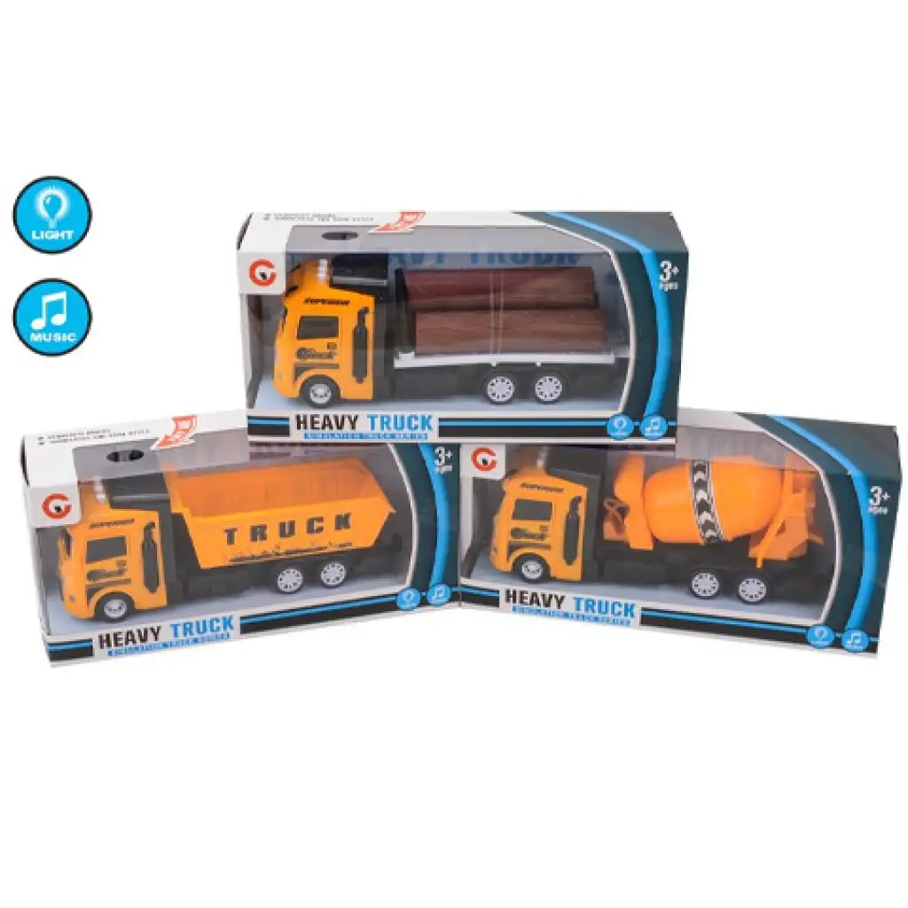 Stavebné nákladné autá v niekoľkých verziách so svetelnými a zvukovými efektmi