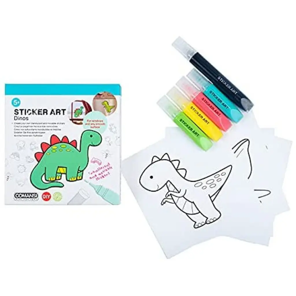 Sticker Art: Dinoszauruszok színezhető matrica szett - Comansi kép 1