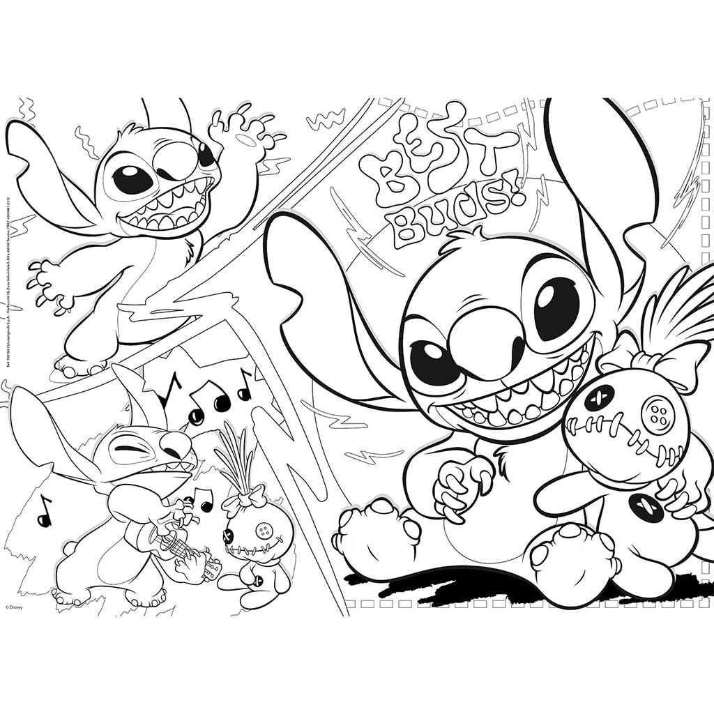 Disney Stitch 2 v 1 maxi 24-dielne puzzle a omaľovánka 70x50 cm - Lisciani kép 2
