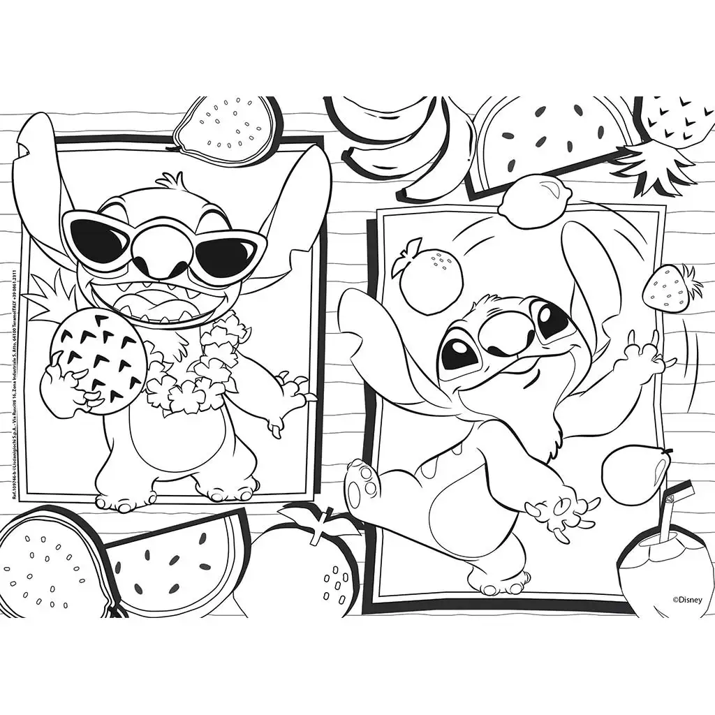 Disney Stitch 2 v 1 maxi 4x48-dielne puzzle a omaľovánka 35x25 cm - Lisciani kép 3