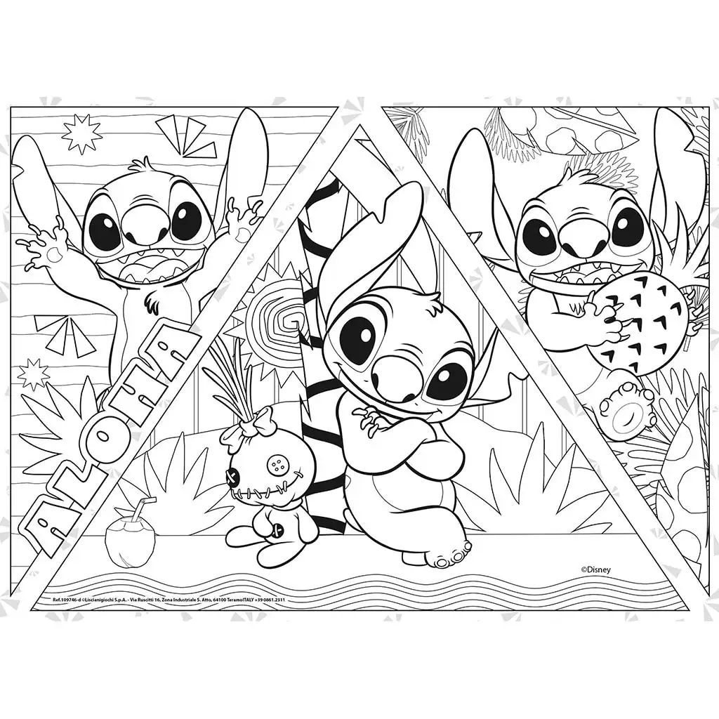 Disney Stitch 2 v 1 maxi 4x48-dielne puzzle a omaľovánka 35x25 cm - Lisciani kép 5