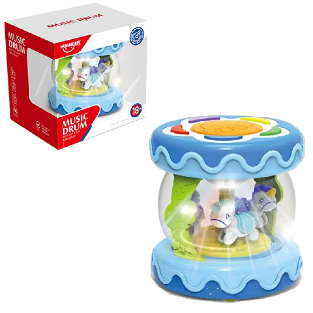 Stolový kolotoč so svetelnými a zvukovými efektmi v modrej farbe