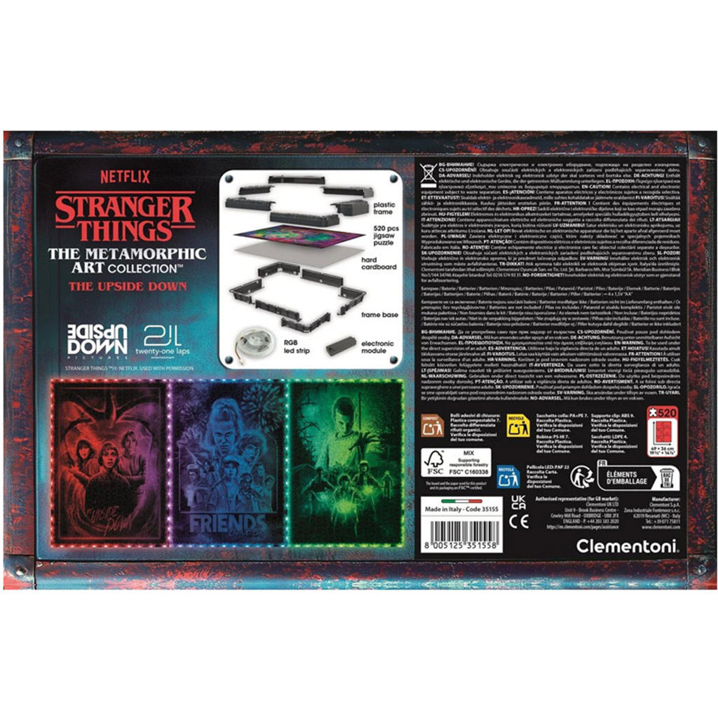 Stranger Things 520-dielne puzzle s rámom a RGB LED osvetlením – Clementoni kép 3