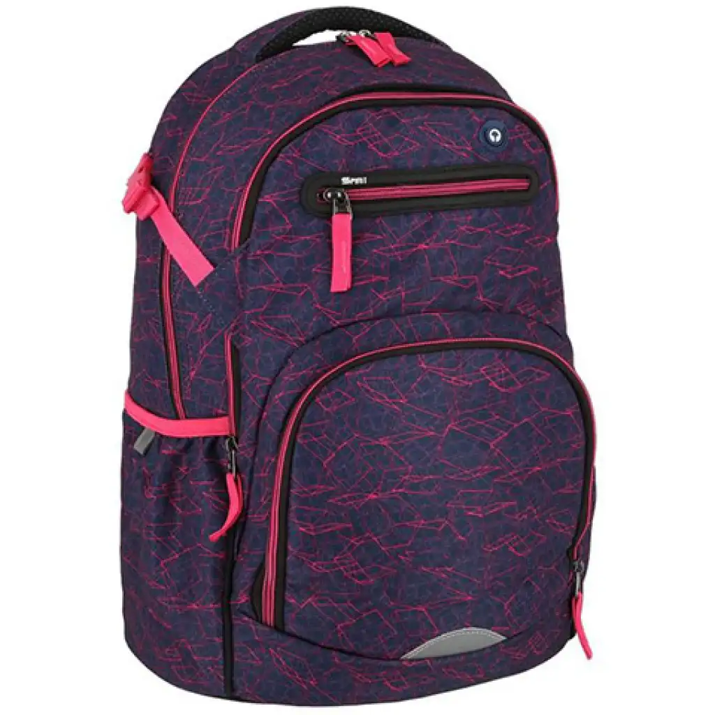 Spirit: Stringer pink geometriai mintás lekerekített iskolatáska, hátizsák kép 1