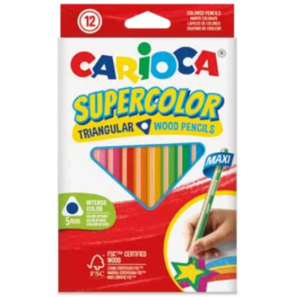 SuperColor 12-dielny set trojhranných farebných ceruziek maxi - Carioca