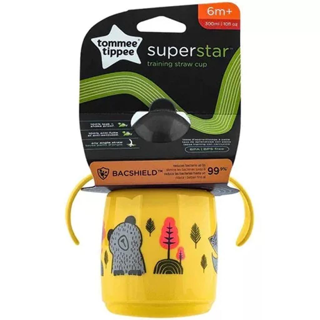 Tommee Tippee: Superstar Sárga Szívószálas Tanuló Itatópohár 300ml kép 1