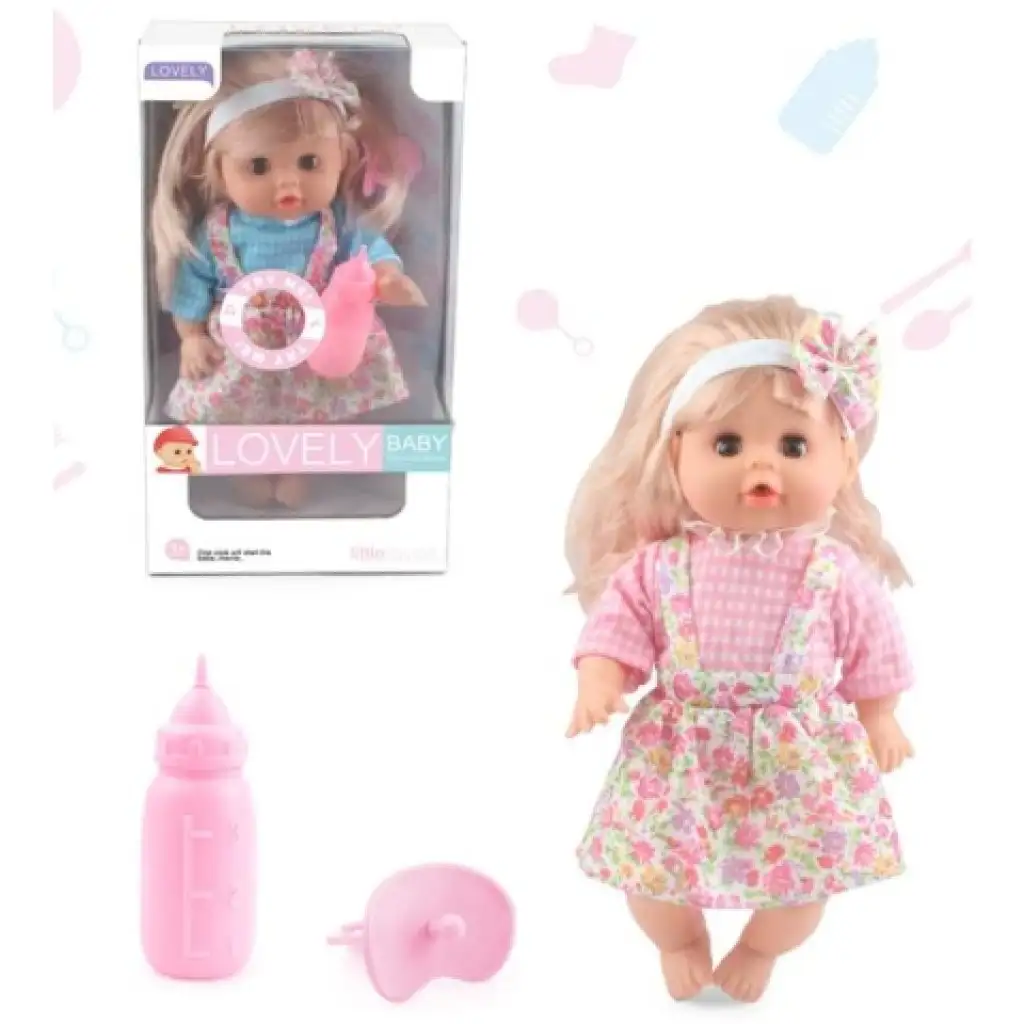Sweet Baby baba szőke hajjal nyári ruhában, hanggal és cumikkal több változatban kép 1